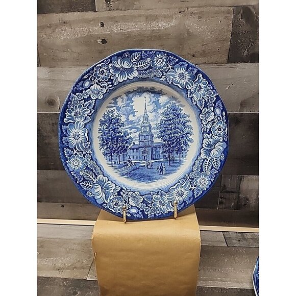 Vintage Staffordshire Ironstone Liberty Blue Independence Hall Dinner Plate  - Picture 1 of 5